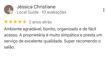 Avaliação de Jéssica Christiane no Google